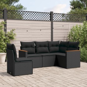 5-teiliges Gartenmöbel-Set und schwarze synthetische Rattankissen von , Gartensets - Ref: Foro24-3225971, Preis: 325,67 €, Ra...