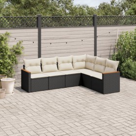 6-teiliges Gartensofa-Set und schwarze synthetische Rattankissen von , Gartensets - Ref: Foro24-3226000, Preis: 404,53 €, Rab...