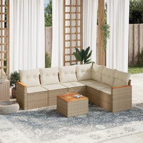 7-teiliges Gartensofa-Set und beige synthetische Rattankissen von , Gartensets - Ref: Foro24-3226009, Preis: 525,82 €, Rabatt: %