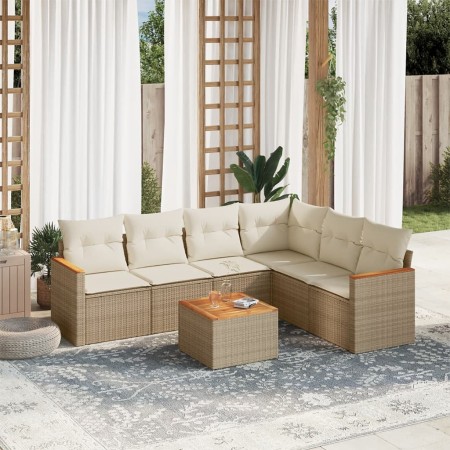 7-piece garden sofa set and beige synthetic rattan cushions by , Garden sets - Ref: Foro24-3226009, Price: 525,82 €, Discount: %