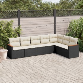 7-teiliges Garten-Essset und schwarze Kissen aus synthetischem Rattan von , Gartensets - Ref: Foro24-3226028, Preis: 426,59 €...