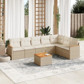 Gartensofa-Set mit beigen Kissen 8 Stück PE-Rattan von , Gartensets - Ref: Foro24-3226037, Preis: 642,99 €, Rabatt: %