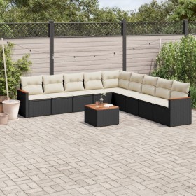 Gartensofa-Set 10-teilig mit schwarzen synthetischen Rattankissen von , Gartensets - Ref: Foro24-3226063, Preis: 573,62 €, Ra...