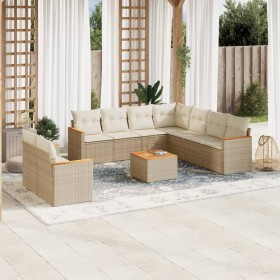 Gartensofa-Set mit beigen Kissen, 10-teilig, synthetisches Rattan von , Gartensets - Ref: Foro24-3226107, Preis: 827,99 €, Ra...