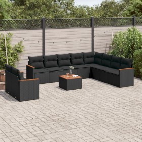 11-teiliges Gartensofa-Set und schwarze synthetische Rattankissen von , Gartensets - Ref: Foro24-3226118, Preis: 653,35 €, Ra...