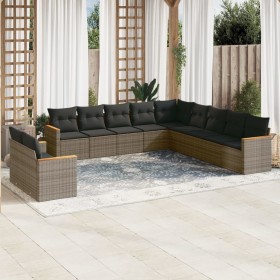 11-piece garden sofa set and gray synthetic rattan cushions by , Garden sets - Ref: Foro24-3226130, Price: 717,03 €, Discount: %