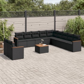 Gartensofa-Set 12-teilig mit schwarzen synthetischen Rattankissen von , Gartensets - Ref: Foro24-3226132, Preis: 697,26 €, Ra...