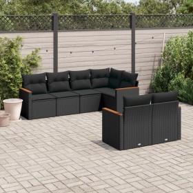 7-teiliges Garten-Essset und schwarze Kissen aus synthetischem Rattan von , Gartensets - Ref: Foro24-3226139, Preis: 461,76 €...