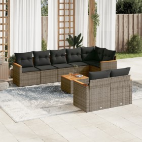 9-piece garden furniture set and gray synthetic rattan cushions by , Garden sets - Ref: Foro24-3226158, Price: 624,02 €, Disc...