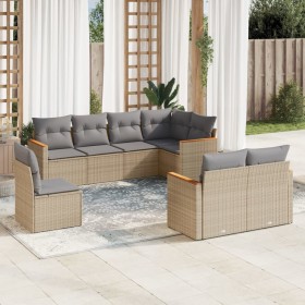 Gartensofa-Set mit beigem Kissenmix, 8-teilig aus PE-Rattan von , Gartensets - Ref: Foro24-3226164, Preis: 568,87 €, Rabatt: %