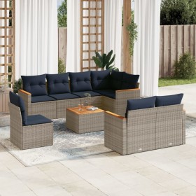 9-piece garden furniture set and gray synthetic rattan cushions by , Garden sets - Ref: Foro24-3226172, Price: 596,99 €, Disc...