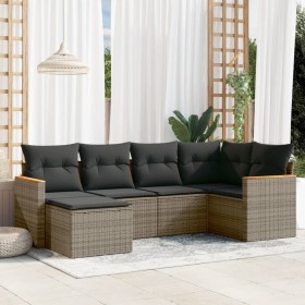 6-piece garden furniture set and gray synthetic rattan cushions by , Garden sets - Ref: Foro24-3226179, Price: 375,55 €, Disc...