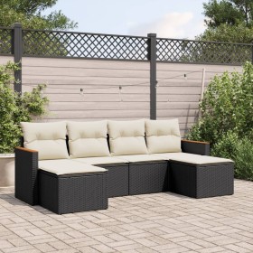 6-piece garden sofa set and black synthetic rattan cushions by , Garden sets - Ref: Foro24-3226217, Price: 346,99 €, Discount: %