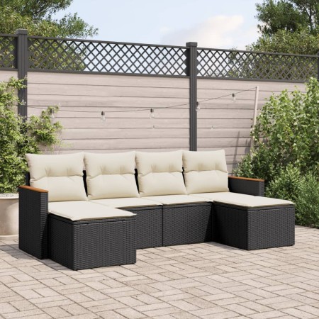 6-piece garden sofa set and black synthetic rattan cushions by , Garden sets - Ref: Foro24-3226217, Price: 345,99 €, Discount: %