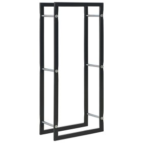 Black steel log holder 44x20x100 cm by vidaXL, Firewood bags and holders - Ref: Foro24-284700, Price: 39,19 €, Discount: %