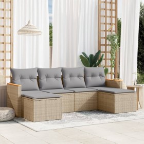 Gartensofa-Set mit beigem Kissenmix, 6-teilig, PE-Rattan von , Gartensets - Ref: Foro24-3226220, Preis: 364,82 €, Rabatt: %