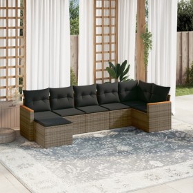 7-piece garden sofa set with gray PE rattan cushions by , Garden sets - Ref: Foro24-3226193, Price: 447,23 €, Discount: %