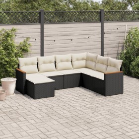 7-teiliges Garten-Essset und schwarze Kissen aus synthetischem Rattan von , Gartensets - Ref: Foro24-3226203, Preis: 445,53 €...