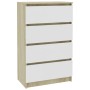 Aparador madera contrachapada blanco roble Sonoma 60x35x98,5 cm de , Aparadores - Ref: Foro24-800536, Precio: 139,30 €, Descu...