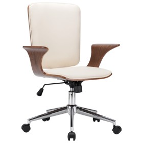 Silla de oficina giratoria cuero sintético madera curva crema de vidaXL, Sillas de oficina - Ref: Foro24-283134, Precio: 193,...