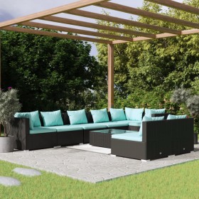 9-teiliges Gartenmöbel-Set und schwarze synthetische Rattankissen von , Gartensets - Ref: Foro24-3102409, Preis: 818,99 €, Ra...