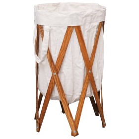 Foldable laundry basket made of wood and cream-colored fabric by vidaXL, Laundry baskets - Ref: Foro24-284227, Price: 23,43 €...