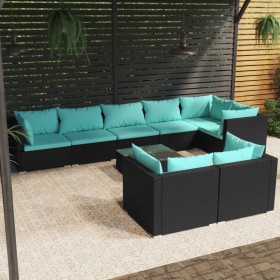 9-teiliges Gartenmöbel-Set und schwarze synthetische Rattankissen von , Gartensets - Ref: Foro24-3102489, Preis: 914,99 €, Ra...