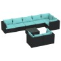 Set de muebles de jardín 9 pzas y cojines ratán sintético negro de , Conjuntos de jardín - Ref: Foro24-3102489, Precio: 1,00 ...