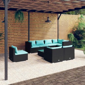 9-teiliges Gartenmöbel-Set und schwarze synthetische Rattankissen von , Gartensets - Ref: Foro24-3102617, Preis: 914,99 €, Ra...