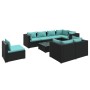 Set de muebles de jardín 9 pzas y cojines ratán sintético negro de , Conjuntos de jardín - Ref: Foro24-3102617, Precio: 1,00 ...