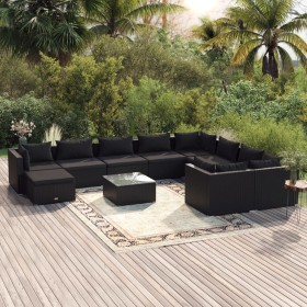 Set de muebles de jardín 11 pzas cojines ratán sintético negro de , Conjuntos de jardín - Ref: Foro24-3102688, Precio: 1,00 €...