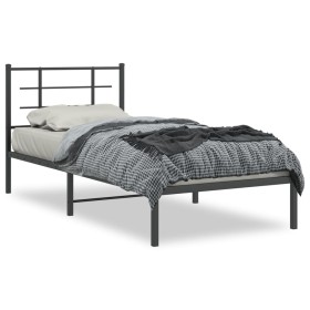 Estructura de cama con cabecero metal negro 90x190 cm de , Camas y somieres - Ref: Foro24-355553, Precio: 65,85 €, Descuento: %