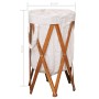 Cesto para colada plegable madera y tela color crema de vidaXL, Cestas para ropa - Ref: Foro24-284227, Precio: 23,43 €, Descu...