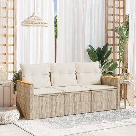 Garden sofa set with beige cushions 3 pieces PE rattan by , Garden sets - Ref: Foro24-3225757, Price: 252,01 €, Discount: %