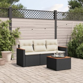 4-piece garden sofa set with black synthetic rattan cushions by , Garden sets - Ref: Foro24-3225762, Price: 254,99 €, Discoun...