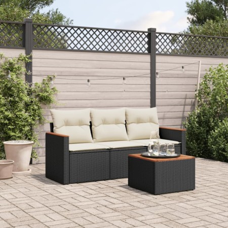 4-piece garden sofa set with black synthetic rattan cushions by , Garden sets - Ref: Foro24-3225762, Price: 240,85 €, Discoun...