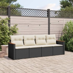 4-teilige Gartensofagarnitur mit schwarzen synthetischen Rattankissen von , Gartensets - Ref: Foro24-3225769, Preis: 252,99 €...