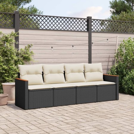 4-teilige Gartensofagarnitur mit schwarzen synthetischen Rattankissen von , Gartensets - Ref: Foro24-3225769, Preis: 252,25 €...