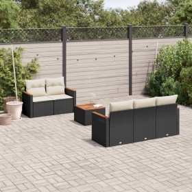 6-teiliges Gartensofa-Set und schwarze synthetische Rattankissen von , Gartensets - Ref: Foro24-3225783, Preis: 380,28 €, Rab...