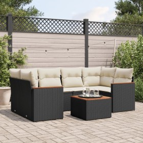 7-teiliges Garten-Essset und schwarze Kissen aus synthetischem Rattan von , Gartensets - Ref: Foro24-3225797, Preis: 438,37 €...