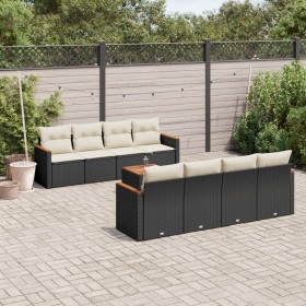 8-teiliges Gartensofa-Set und schwarze synthetische Rattankissen von , Gartensets - Ref: Foro24-3225818, Preis: 531,44 €, Rab...