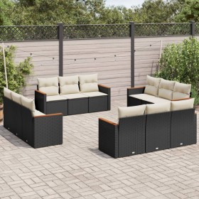 Gartensofa-Set 12-teilig mit schwarzen synthetischen Rattankissen von , Gartensets - Ref: Foro24-3225832, Preis: 800,78 €, Ra...