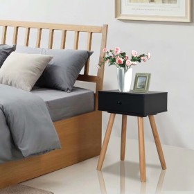 Bedside tables 2 units. Solid pine wood 40x30x61 cm black by vidaXL, Nightstands - Ref: Foro24-244741, Price: 91,99 €, Discou...