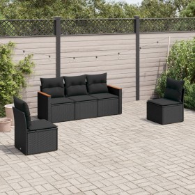 5-teiliges Gartenmöbel-Set und schwarze synthetische Rattankissen von , Gartensets - Ref: Foro24-3225845, Preis: 284,47 €, Ra...