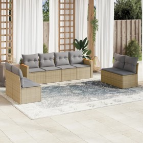 Gartensofa-Set mit beigem Kissenmix, 8-teilig aus PE-Rattan von , Gartensets - Ref: Foro24-3225891, Preis: 500,06 €, Rabatt: %