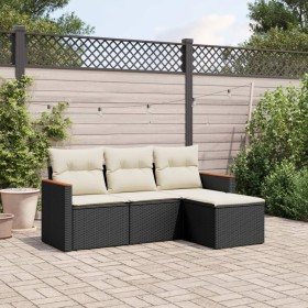 4-teilige Gartensofagarnitur mit schwarzen synthetischen Rattankissen von , Gartensets - Ref: Foro24-3225902, Preis: 244,11 €...