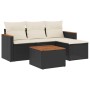 Set de muebles de jardín 5 pzas y cojines ratán sintético negro de , Conjuntos de jardín - Ref: Foro24-3225909, Precio: 303,9...