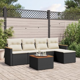 6-teiliges Gartensofa-Set und schwarze synthetische Rattankissen von , Gartensets - Ref: Foro24-3225923, Preis: 337,48 €, Rab...