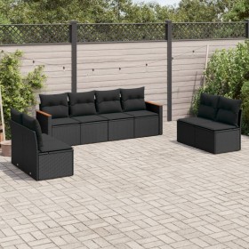 8-teiliges Gartensofa-Set und schwarze synthetische Rattankissen von , Gartensets - Ref: Foro24-3225887, Preis: 443,82 €, Rab...