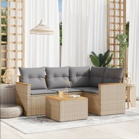 Gartensofa-Set mit beigem Kissenmix, 5-teilig aus PE-Rattan von , Gartensets - Ref: Foro24-3225940, Preis: 344,99 €, Rabatt: %